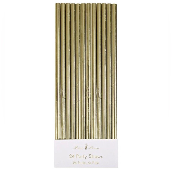 Meri Meri doodle party bundle: gold foil straws & scalloped gold foil napkin-NWT - Picture 12 of 16
